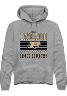 Paige Hazelrigg Rally Mens Grey Purdue Boilermakers NIL Striped Hooded Sweatshirt