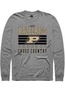 Paige Hazelrigg Rally Mens Grey Purdue Boilermakers NIL Striped Tee