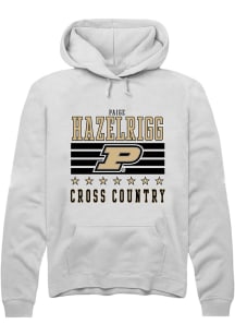 Paige Hazelrigg Rally Mens White Purdue Boilermakers NIL Striped Hooded Sweatshirt