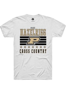Paige Hazelrigg White Purdue Boilermakers NIL Striped Short Sleeve T Shirt