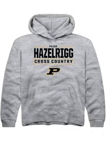 Paige Hazelrigg  Rally Purdue Boilermakers Youth Grey NIL Stacked Box Long Sleeve Hoodie