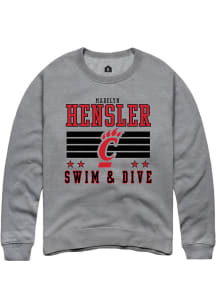 Madelyn Hensler Rally Mens Grey Cincinnati Bearcats NIL Striped Crew Sweatshirt