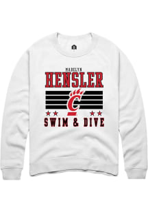 Madelyn Hensler Rally Mens White Cincinnati Bearcats NIL Striped Crew Sweatshirt