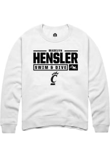 Madelyn Hensler Rally Mens White Cincinnati Bearcats NIL Stacked Box Crew Sweatshirt