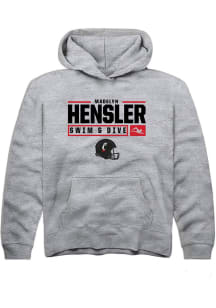 Madelyn Hensler Rally Youth Grey Cincinnati Bearcats NIL Stacked Box Long Sleeve Hooded Sweatshirt