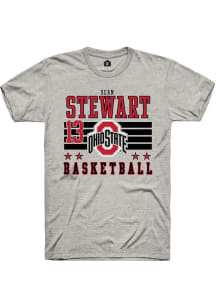 Sean Stewart Ash Ohio State Buckeyes NIL Striped Short Sleeve T Shirt