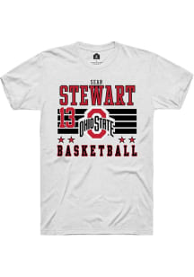 Sean Stewart White Ohio State Buckeyes NIL Striped Short Sleeve T Shirt