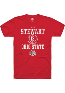 Sean Stewart Red Ohio State Buckeyes NIL Sport Icon Short Sleeve T Shirt