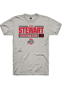 Sean Stewart Ash Ohio State Buckeyes NIL Stacked Box Short Sleeve T Shirt