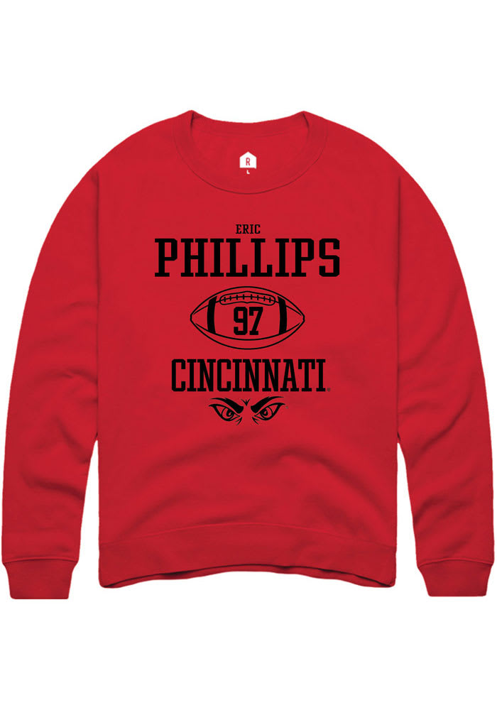 Eric Phillips Rally Cincinnati Bearcats Mens Red NIL Sport Icon Long Sleeve Crew Sweatshirt
