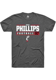 Eric Phillips  Cincinnati Bearcats Dark Grey Rally NIL Stacked Box Short Sleeve T Shirt