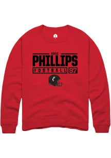 Eric Phillips  Rally Cincinnati Bearcats Mens Red NIL Stacked Box Long Sleeve Crew Sweatshirt