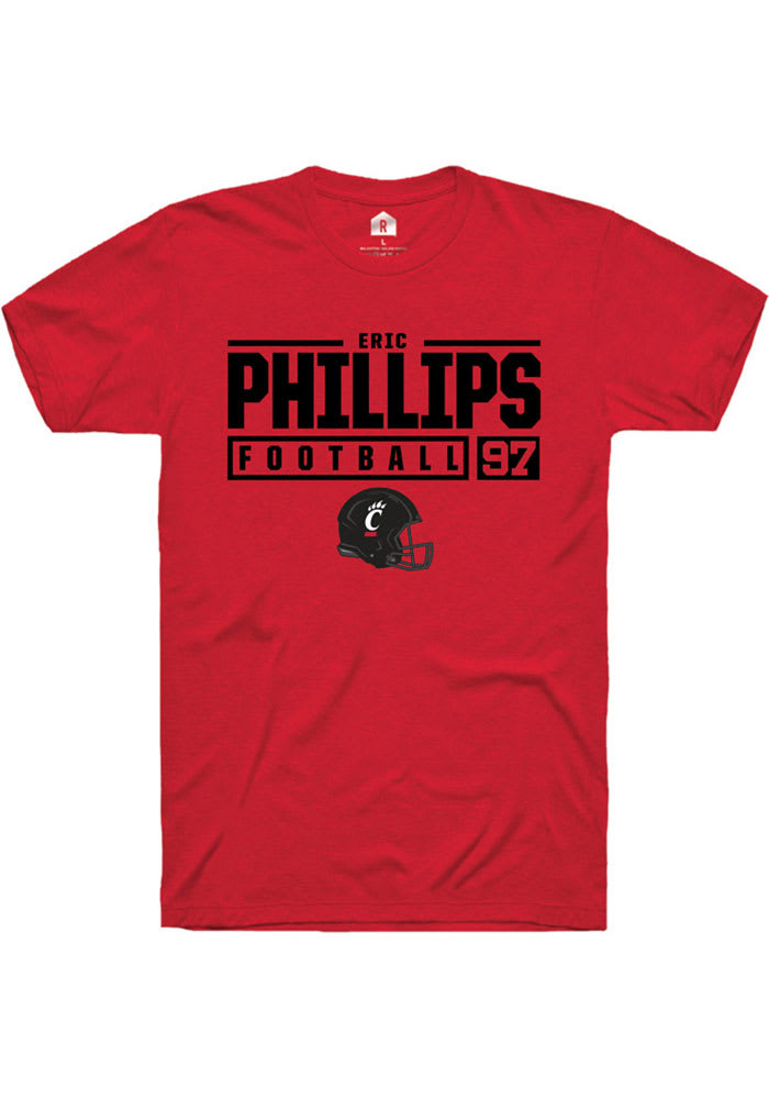 Eric Phillips Cincinnati Bearcats Red Rally NIL Stacked Box Short Sleeve T Shirt