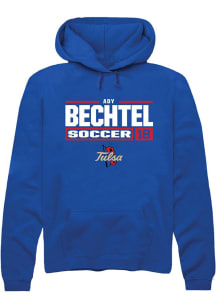 Ady Bechtel Rally Mens Blue Tulsa Golden Hurricane NIL Stacked Box Hooded Sweatshirt