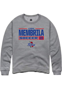 Aimar Membrila  Rally Tulsa Golden Hurricane Mens Graphite NIL Stacked Box Long Sleeve Crew Sweats..