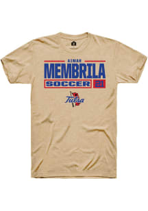 Aimar Membrila Tan Tulsa Golden Hurricane NIL Stacked Box Short Sleeve T Shirt