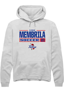 Aimar Membrila  Rally Tulsa Golden Hurricane Mens White NIL Stacked Box Long Sleeve Hoodie