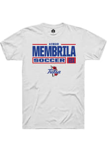 Aimar Membrila White Tulsa Golden Hurricane NIL Stacked Box Short Sleeve T Shirt