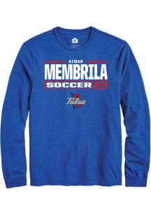 Aimar Membrila Rally Mens Blue Tulsa Golden Hurricane NIL Stacked Box Tee