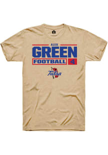 Alex Green Tan Tulsa Golden Hurricane NIL Stacked Box Short Sleeve T Shirt