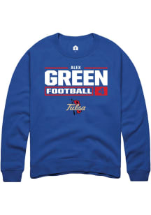 Alex Green Rally Mens Blue Tulsa Golden Hurricane NIL Stacked Box Crew Sweatshirt