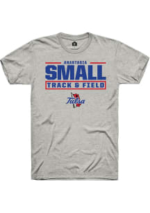 Anastasia Small Ash Tulsa Golden Hurricane NIL Stacked Box Short Sleeve T Shirt