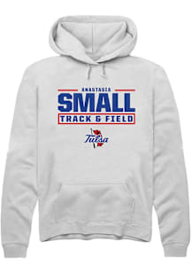 Anastasia Small  Rally Tulsa Golden Hurricane Mens White NIL Stacked Box Long Sleeve Hoodie