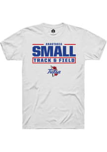 Anastasia Small White Tulsa Golden Hurricane NIL Stacked Box Short Sleeve T Shirt