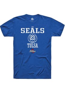 Ari Seals Blue Tulsa Golden Hurricane NIL Sport Icon Short Sleeve T Shirt