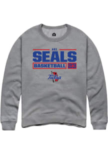 Ari Seals Rally Mens Graphite Tulsa Golden Hurricane NIL Stacked Box Crew Sweatshirt