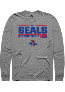 Ari Seals Rally Mens Graphite Tulsa Golden Hurricane NIL Stacked Box Tee