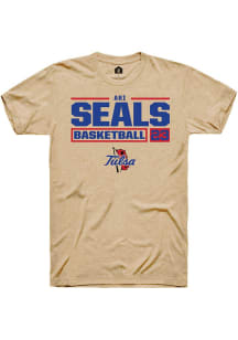 Ari Seals Tan Tulsa Golden Hurricane NIL Stacked Box Short Sleeve T Shirt