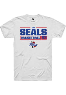 Ari Seals White Tulsa Golden Hurricane NIL Stacked Box Short Sleeve T Shirt