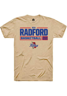 Ben Radford Tan Tulsa Golden Hurricane NIL Stacked Box Short Sleeve T Shirt