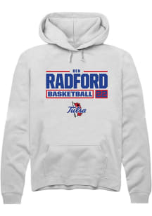 Ben Radford Rally Mens White Tulsa Golden Hurricane NIL Stacked Box Hooded Sweatshirt