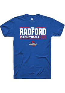 Ben Radford Blue Tulsa Golden Hurricane NIL Stacked Box Short Sleeve T Shirt