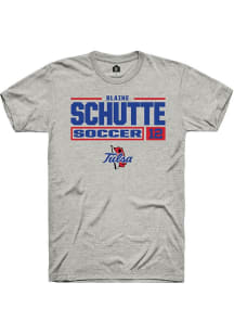 blaine schutte Ash Tulsa Golden Hurricane NIL Stacked Box Short Sleeve T Shirt