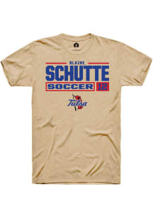 blaine schutte Tan Tulsa Golden Hurricane NIL Stacked Box Short Sleeve T Shirt