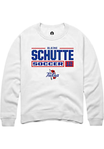 blaine schutte  Rally Tulsa Golden Hurricane Mens White NIL Stacked Box Long Sleeve Crew Sweatshir..
