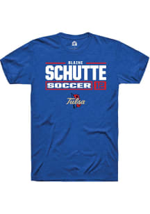 blaine schutte Blue Tulsa Golden Hurricane NIL Stacked Box Short Sleeve T Shirt