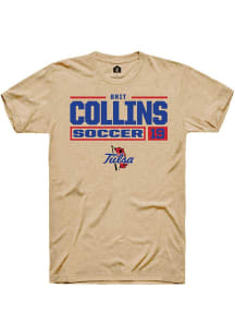 Brit Collins Tan Tulsa Golden Hurricane NIL Stacked Box Short Sleeve T Shirt