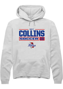 Brit Collins  Rally Tulsa Golden Hurricane Mens White NIL Stacked Box Long Sleeve Hoodie
