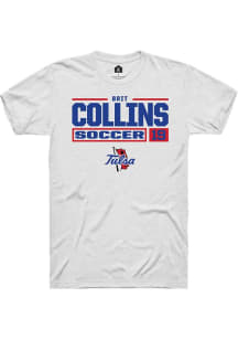 Brit Collins White Tulsa Golden Hurricane NIL Stacked Box Short Sleeve T Shirt