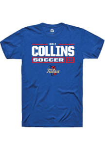 Brit Collins Blue Tulsa Golden Hurricane NIL Stacked Box Short Sleeve T Shirt