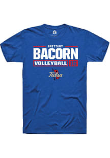 Brittany Bacorn Blue Tulsa Golden Hurricane NIL Stacked Box Short Sleeve T Shirt