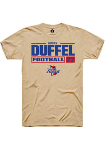 Brody Duffel Tan Tulsa Golden Hurricane NIL Stacked Box Short Sleeve T Shirt