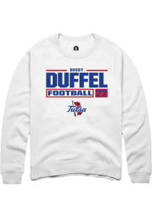 Brody Duffel Rally Mens White Tulsa Golden Hurricane NIL Stacked Box Crew Sweatshirt