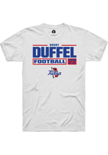 Brody Duffel White Tulsa Golden Hurricane NIL Stacked Box Short Sleeve T Shirt