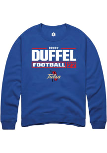 Brody Duffel Rally Mens Blue Tulsa Golden Hurricane NIL Stacked Box Crew Sweatshirt