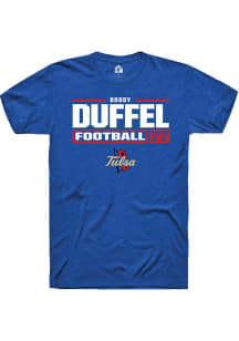 Brody Duffel Blue Tulsa Golden Hurricane NIL Stacked Box Short Sleeve T Shirt